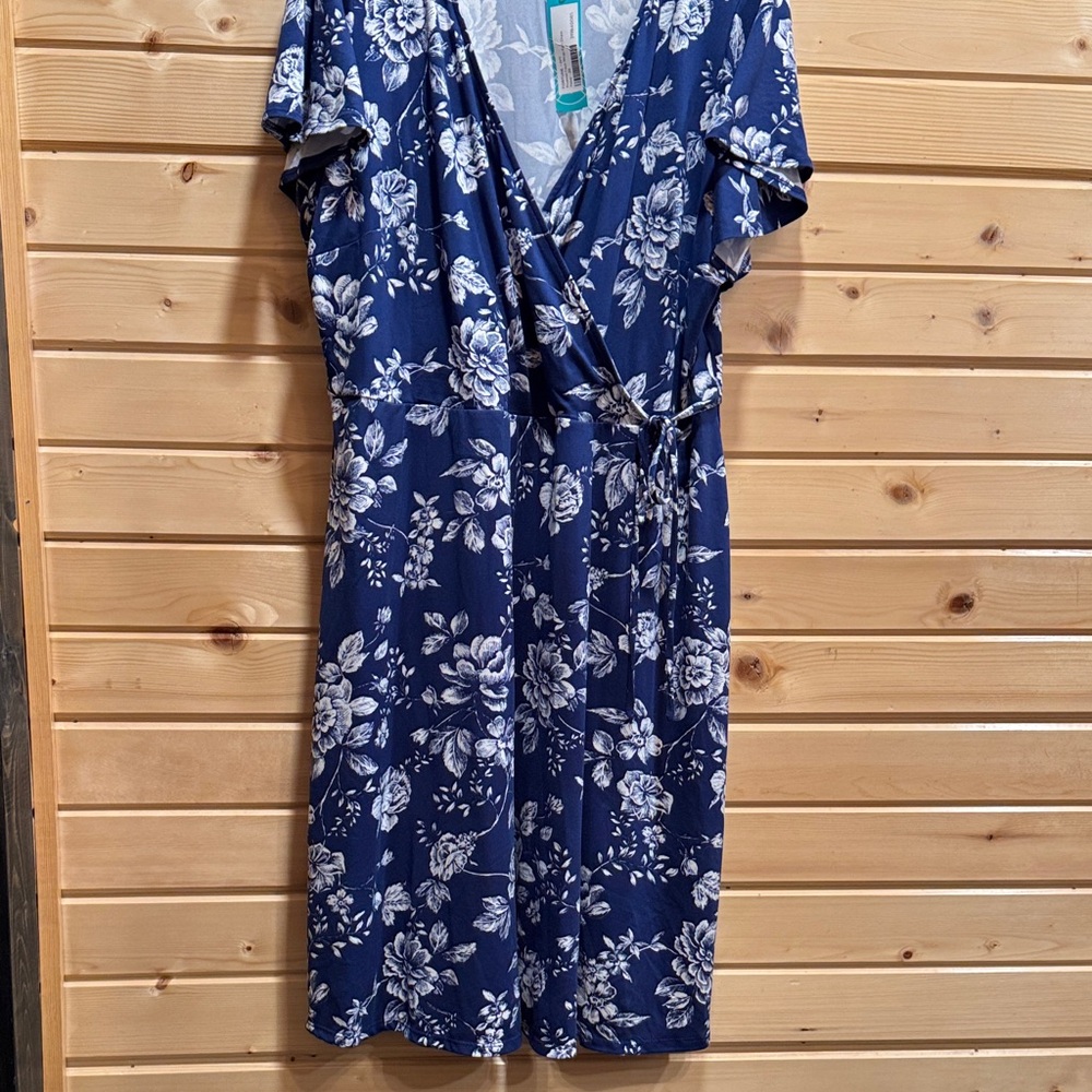 Navy Floral Midi Dress